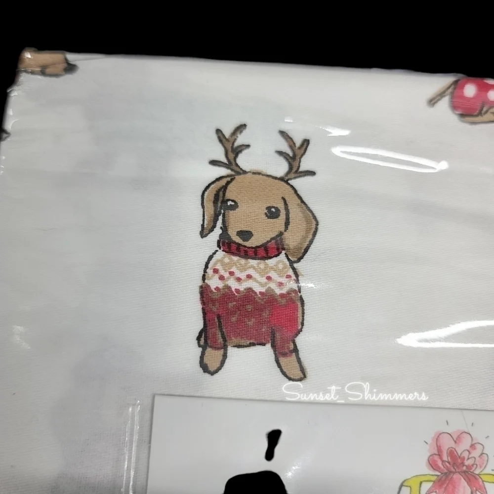 2pc Set Dachshund Dog Doxie Christmas Standard Pillowcases by Cynthia Rowley New